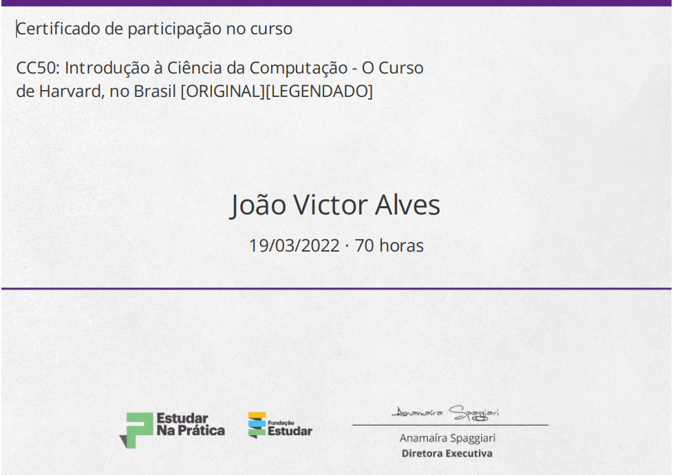 Certificado do cs50